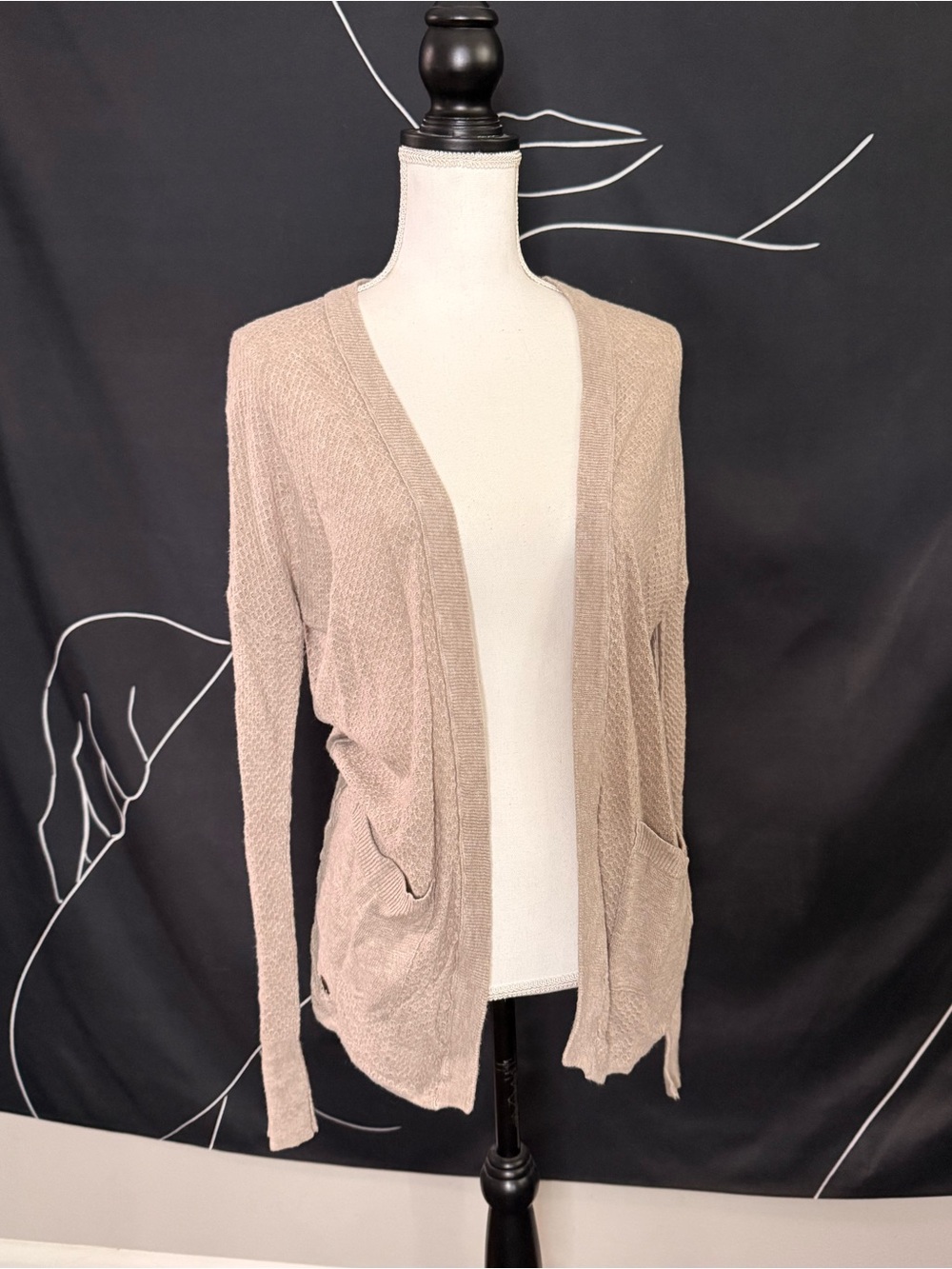 American Eagle Outfitters Lightweight Taupe Open-Front Cardigan